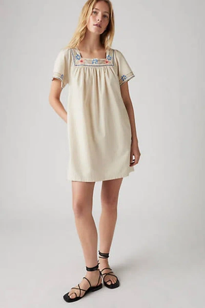 Levi's Ambre Babydoll Dress In Beige / Oatmeal Heather