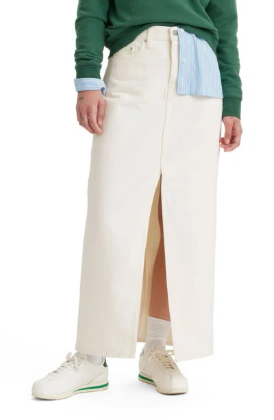 Levi's Women's Cotton Denim Front-slit Ankle Column Skirt In Snowing In La