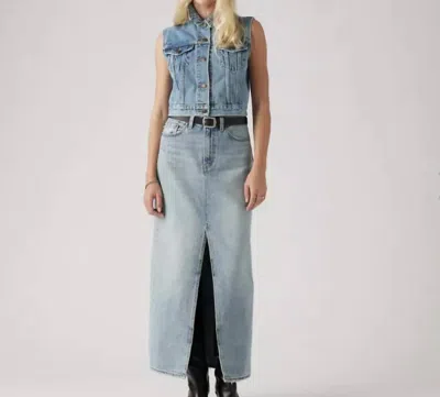 Levi's Ankle Column Skirt In Lease Hold Blue In Multi