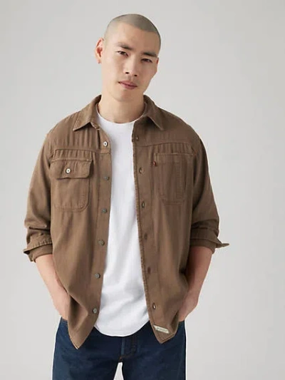 Levi's Long Sleeve Auburn Worker Shirt In Hall Rain Drum