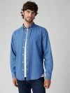 Levi's Shirts Man Levis A7210 0025 Authentic Button Down Woodrow Mid Wash In Blue