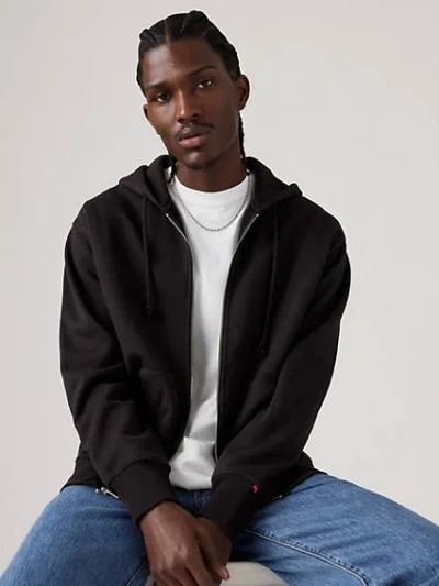 Levi's Authentic Full Zip Sweatshirt In Black Agate