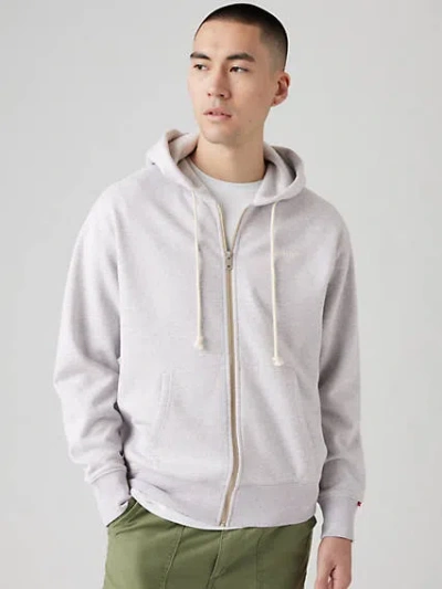 Levi's Authentic Full Zip Sweatshirt In Light Grey Heather
