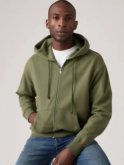 Levi's Authentic Full Zip Sweatshirt In Moss Olive