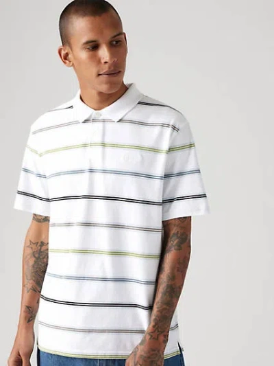 Levi's Authentic Polo Shirt In Rowan Stripe Bright White