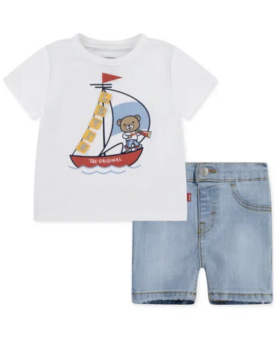 Levi's Baby 2-pc. Sailing T-shirt & Denim Shorts Set In Natural