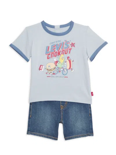 Levi's Baby Boy's 2-piece T-shirt & Denim Shorts Set In Blue