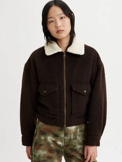 Levi's Baby Bubble Wool Sherpa Trucker Jacket In Burgundy
