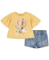 Levi's Baby Girls 2-pc. Liv Flutter-sleeve T-shirt & Shorts Set In Yellow