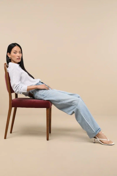 Levi's Baggy Dad Light Wash Cotton Denim Mid-rise Wide-leg Jeans In Blue