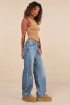 Levi's Baggy Dad Medium Wash Cotton Denim Mid-rise Wide-leg Jeans In Blue