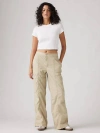 Levi's Women's Cotton Mid-rise Baggy Parachute Pants In White Pepper