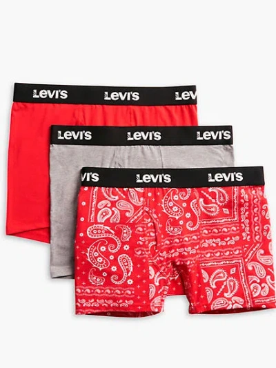 Levi's Bandana Boxer Brief (3-pack) In Bandana Patch/ Heather Grey/ High Risk Red