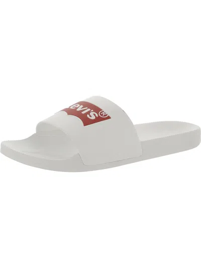 Levi's Batwing Mens Logo Flat Pool Slides In White