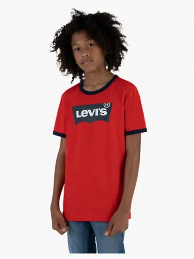 Levi's Batwing T-shirt Big Boys S-xl S In Super Red