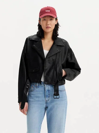 Levi's Belted Crop Moto Jacket In Black