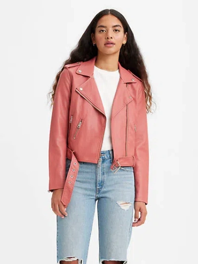 Levi's Belted Faux Leather Moto Jacket In Winter Rose