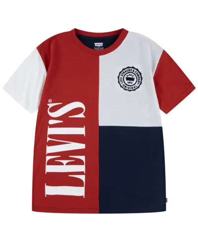 Levi's Kids' Big Boys Color Blocked Sporty T-shirt In Pompeian Red