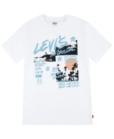 Levi's Kids' Big Boys Doodle Summer Scenes Tee In Bright White