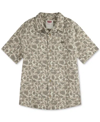 Levi's Kids' Big Boys Slub Woven Short Sleeve Shirt In Silver Birch