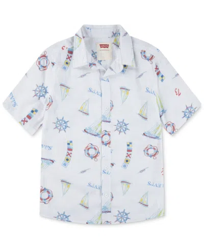 Levi's Kids' Big Boys Slub Woven Short Sleeve Shirt In Swim Cap