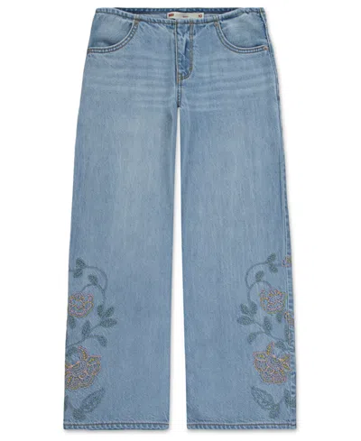 Levi's Kids' Big Girls Beltless Embroidered Baggy Jeans In Heat Wave