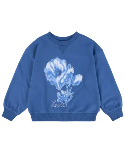 Levi's Kids' Big Girls Coastal Collegiate Crewneck Sweatshirt In True Navy