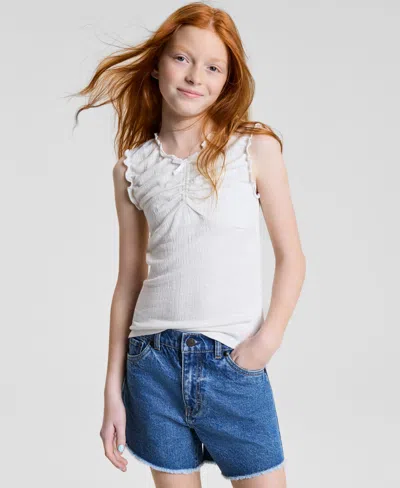 Levi's Kids' Big Girls Crinkled Tank T-shirt In White