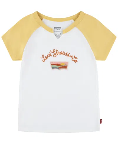 Levi's Kids' Big Girls Desert Patch Ribbed Raglan T-shirt In White
