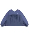 Levi's Big Girls Eyelet Mixing Long Sleeve Top In Classic Indigo