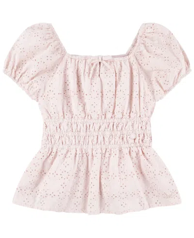 Levi's Kids' Big Girls Eyelet Puff Top In English Rose