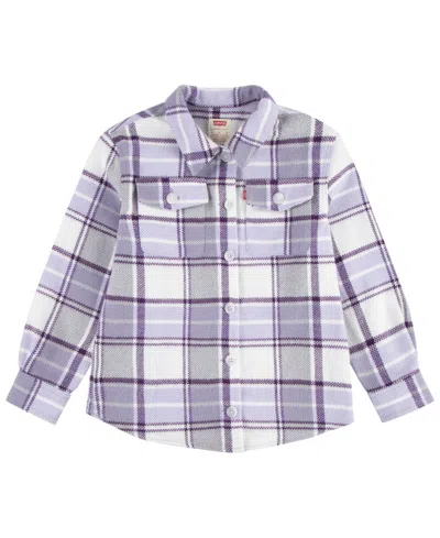 Levi's Kids' Big Girls Oversized Plaid Shacket In Heirloom Lilac