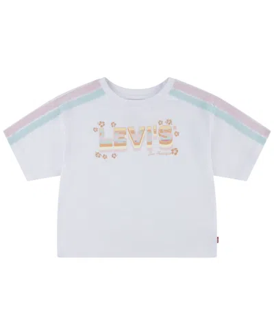 Levi's Big Kids Meet And Greet Striped Short Sleeve T-shirt In White Bright