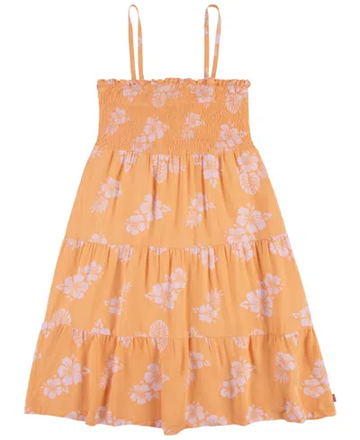 Levi's Big Kids Smocked Tiered Tank Dress In Coral Sands