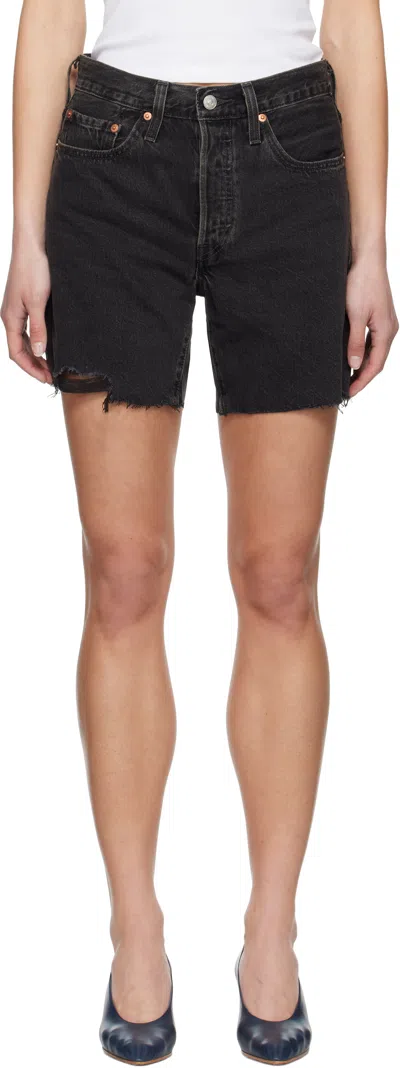 Levi's Black 501 Mid Thigh Denim Shorts
