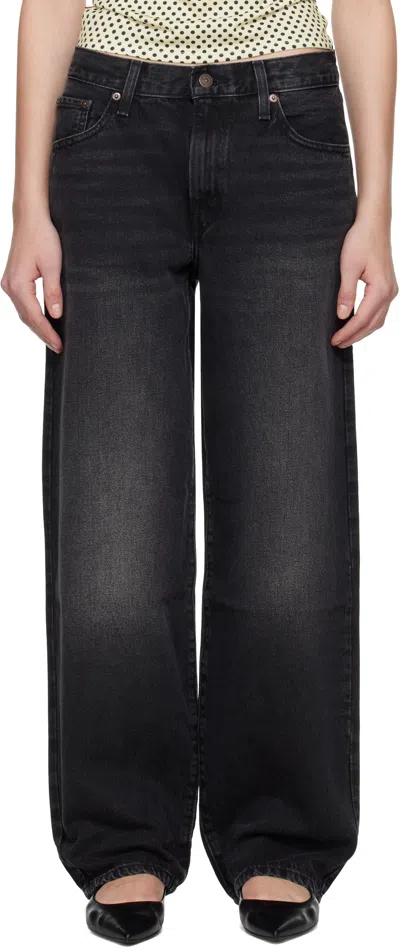 Levi's Black Baggy Dad Jeans In Shrink Up