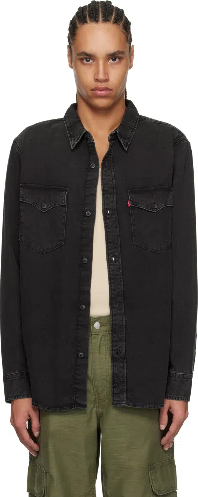 Levi's Black Relaxed Fit Western Denim Overshirt In Cava Washed Black