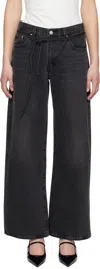 Levi's Straight-leg Black Denim Jeans With Belt Design And Relaxed Fit In Influential Lady