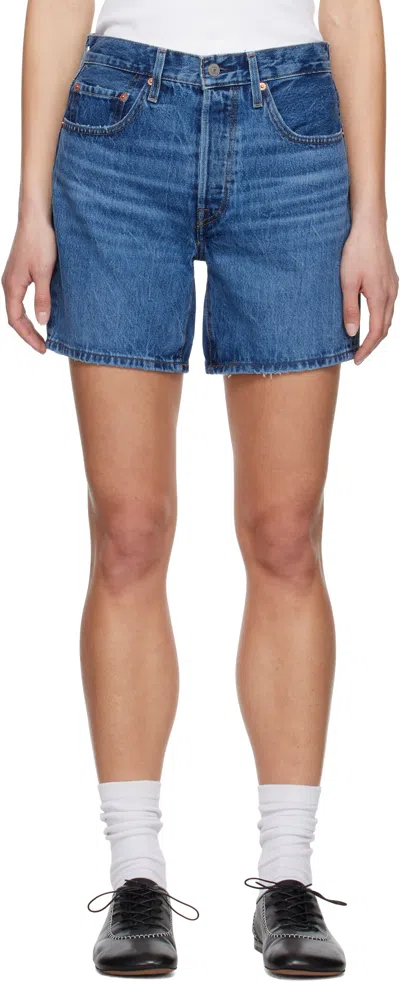 Levi's Blue 501 Mid Thigh Denim Shorts In Blue Beauty