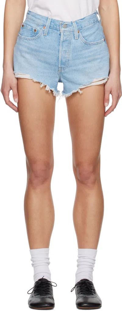 Levi's Blue 501 Original Fit High Rise Denim Shorts