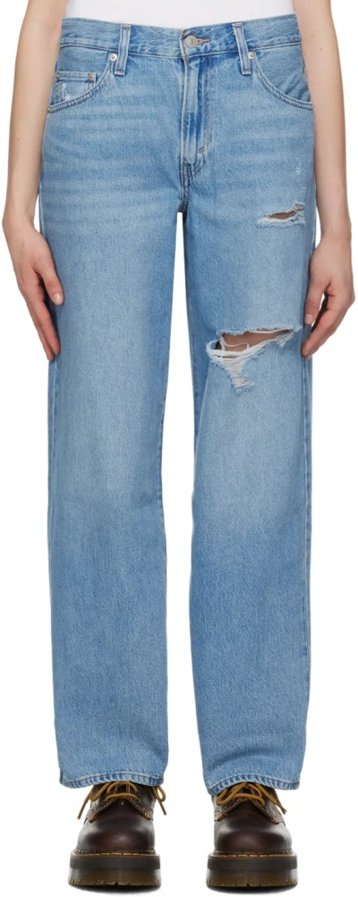 Levi's Blue Baggy Dad Jeans In Damage
