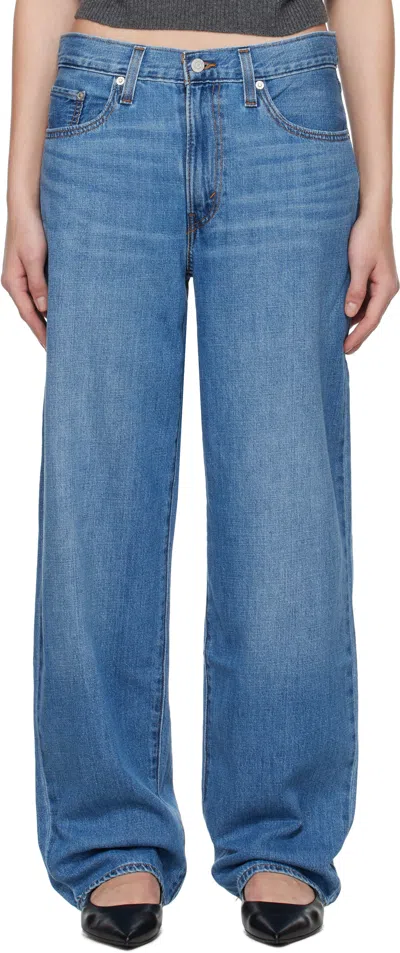 Levi's Blue Baggy Dad Linen+ Jeans In Heavy Check