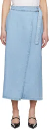 Levi's Blue Column Wrap Denim Maxi Skirt In Wrapped In Blue