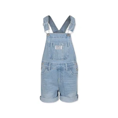 Levi's Kids' Blue Dungarees For Girl With Logo In Denim