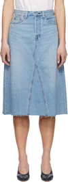 Levi's Blue High Rise A-line Denim Midi Skirt In Secret Secret