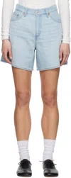 Levi's Blue High Rise Baggy Linen+ Lightweight Denim Shorts In Luxury Trip