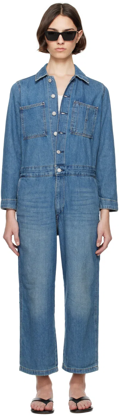 Levi's Blue Iconic Linen+ Denim Jumpsuit In Stop Flaxing