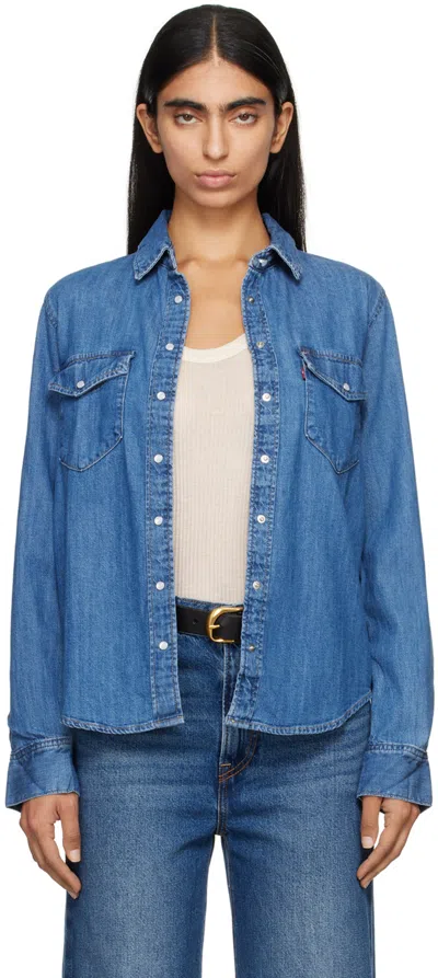 Levi's Blue Iconic Western Denim Shirt In Going Steady 5