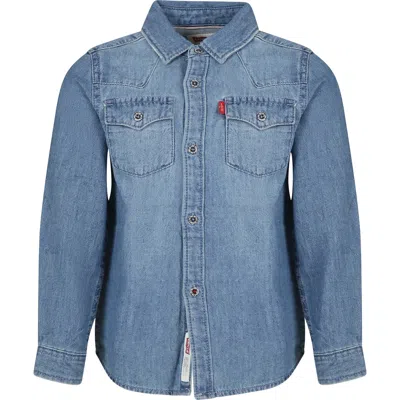 Levi's Kids' Blue Shirt For Boy With Logo In Denim