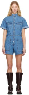 Levi's Blue Short Sleeve Surplus Denim Romper In Blue Joke